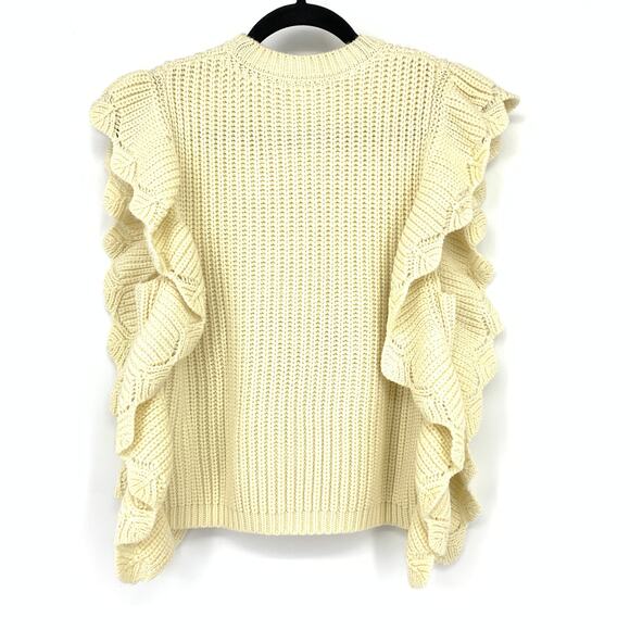 Line and Dot Juliana Sleeveless Scalloped Top Womens Size XS Cream Knit Ruffles - Picture 2 of 6